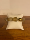 Bracelet Perles Résine ✨ – Fumée Translucide & Boule Dorée
